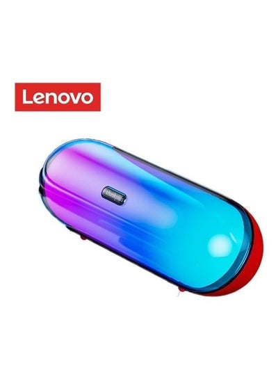 اشتري Thinkplus Bluetooth Portable Mini TWS Bass Stereo Music Surround Wireless Mobile Call Colorful LED Light Speaker Red في الامارات