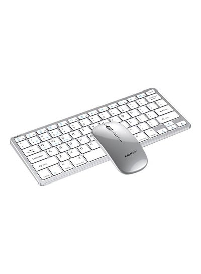 اشتري 2.4G Rechargeable Bluetooth Three Mode Wireless Keyboard And Mouse Set Usb External Portable For Desktop Notebook Silver في السعودية