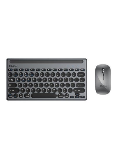 Buy Wireless Keyboard And Mouse Set Card Slot Three Mode Bluetooth Three Channel Tyep C Charging Suitable For Mobile Phone Tablet Gun Black in Saudi Arabia