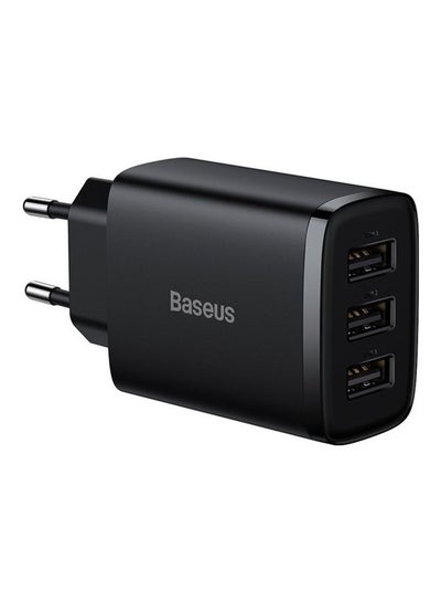 Buy USB-A Wall Charger, USB Charger Adapter 3-Port 17W for iPhone 14/13/12/11/Pro/Pro Max/Mini, iPad Pro, Samsung Galaxy S21, Google Pixel 6,EU Plug Black Black in UAE