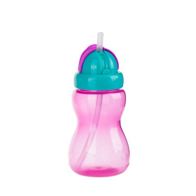 Buy Canpol babies Sport Cup with Silicon Flip-top Straw 270ml pink in Egypt