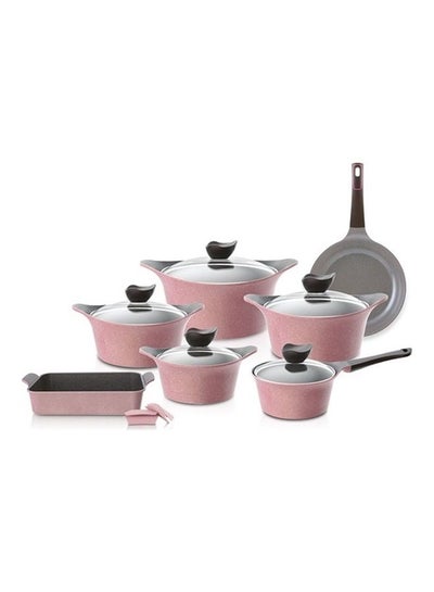Buy 12-Piece Aeni Cookware Set Pink 20cm in Saudi Arabia