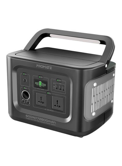 اشتري 600W Portable Power Station With 2 AC Sockets, Dual 133W DC Outlets, Socket, 100W USB-C PD Port, 3 USB-A 36W Ports And LED Light Black في السعودية