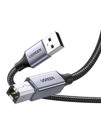 اشتري كابل من منفذ USB A 2.0 لمنفذ USB B ذكر بسلك مضفر للطابعات وأجهزة المسح الضوئي بمنفذ USB Type B من إبسون وإتش بي وديسك جيت/إنفي وكانون ولكسمارك وسامسونج وديل الرقمية لون أسود في الامارات