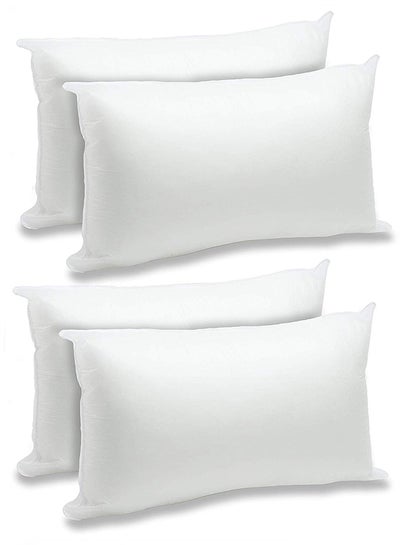 Buy 4 Pieces Microfiber Rectangular Cushion Filler Microfiber White 50x30cm in Saudi Arabia