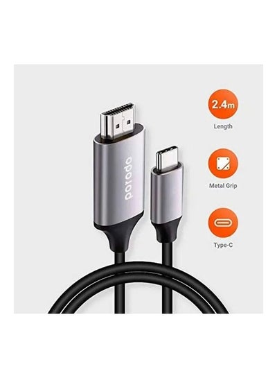 Buy Type C To 4K Hdmi Cable 2m With Premium Aluminum Finish Grey in UAE