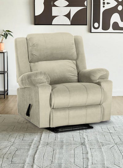 اشتري Velvet Upholstered Rocking Recliner Chair With Bed Mode Light Beige 90x95x80cm في السعودية