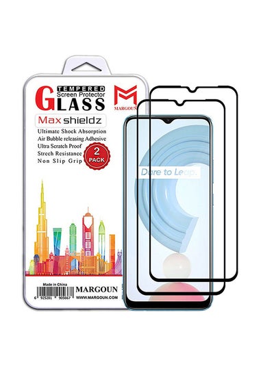 Buy 2 Pack For Realme C21Y Screen Protector Tempered Glass Full Glue Back Side Black in UAE