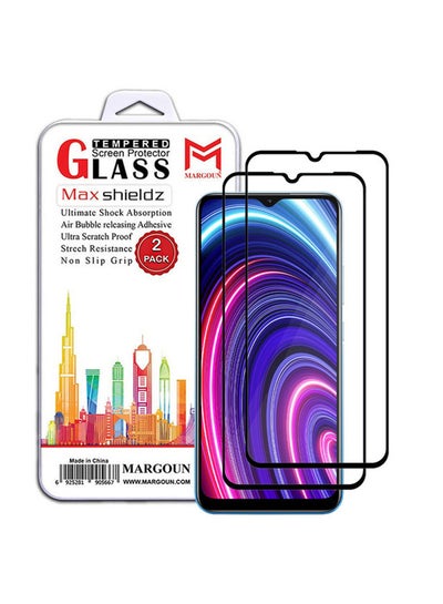 Buy 2 Pack For Realme C25Y Screen Protector Tempered Glass Full Glue Back Black Side in UAE