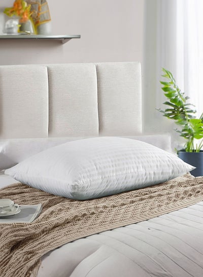 Buy Hotel Pillow, for Back, Neck, and Shoulder Support Soft Fluffy Stripe Hotel Pillows Microfiber White 75x50cm in UAE