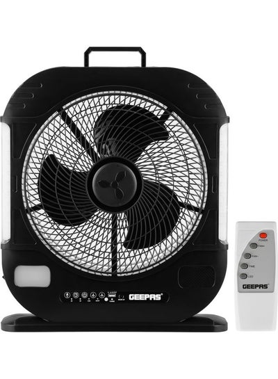 Buy 12" Rechargeable Fan with Remote Control With LED Light Function, High Performance Fan with Working Time up to 20 Hours, 3-Speed Controls| Powerful and Efficient Cooling| High Performance Motor for High Speed Wind| 2 Years Warranty GF21190 Black in UAE