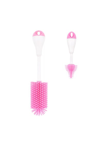 Buy 3-In-1 Silicon Brush Set For Baby Bottle Cleaning-Pink in Saudi Arabia