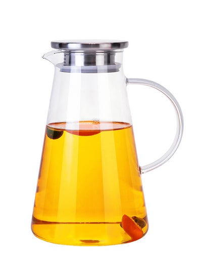 Buy Heat Resistant Glass Jug With Lid Clear/Silver in Saudi Arabia