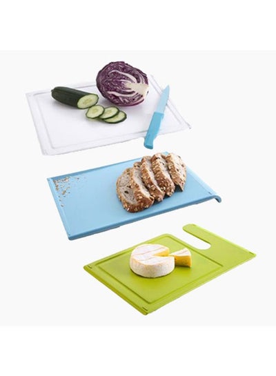 Buy 3-Piece Coded Cutting Board Set With Coating Tray Multicolour 22cm in Egypt