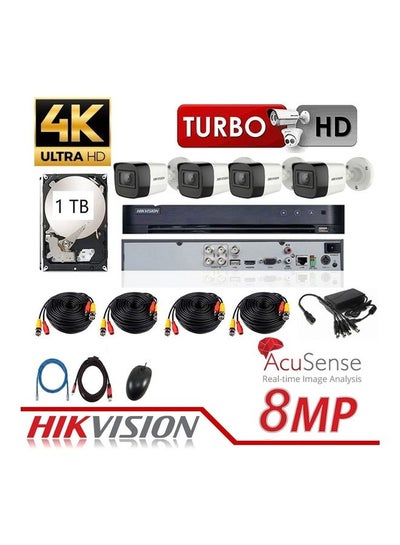 اشتري 8Mp 4K 4Ch Kit 4x Outdoor Full Kit 1Tb Hdd With Ai Functions في السعودية