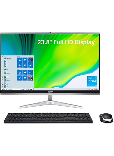 اشتري Acer Aspire C24 1651 UR16 AIO Desktop 23.8" Full HD IPS Display 11th Gen Intel Core i5 1135G7 Intel Iris Xe Graphics 8GB DDR4 512GB NVMe M.2 SSD Intel Wi Fi 6 Windows 10 Home, Silver english Grey في السعودية