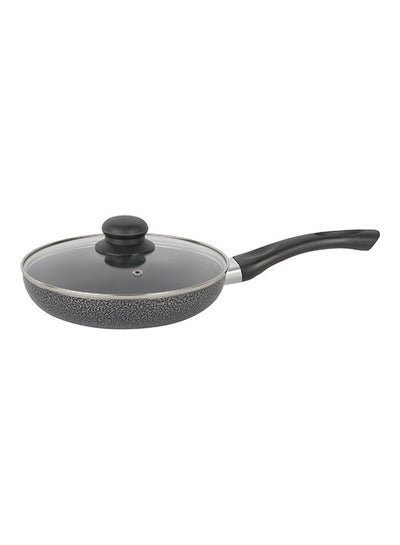 Buy 3 Layer N/S Coating Frypan Aluminium Non-Stick With Tempered Glass Lid Ptfe Free Pfoa Free Grey 22cm in UAE