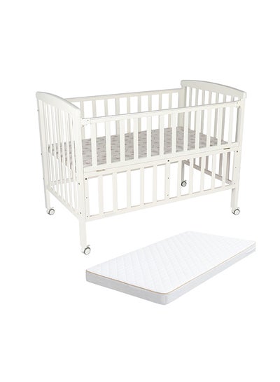 Buy Wooden Portable Crib 129x69x96 With Mattress 126x65x7 Cm in UAE