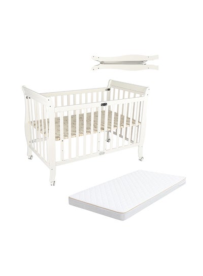 Buy Wooden Window Crib 129x69x96 With Mattress 126x65x7 Cm in UAE