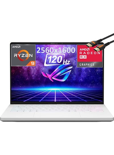 اشتري ROG Zephyrus 14 Laptop With 14-Inch Display, AMD Ryzen 9 6900HS Processor/16GB RAM/1TB SSD/AMD Radeon RX 6700S Graphics Card/Window 11 Home With HDMI Cable english White في الامارات