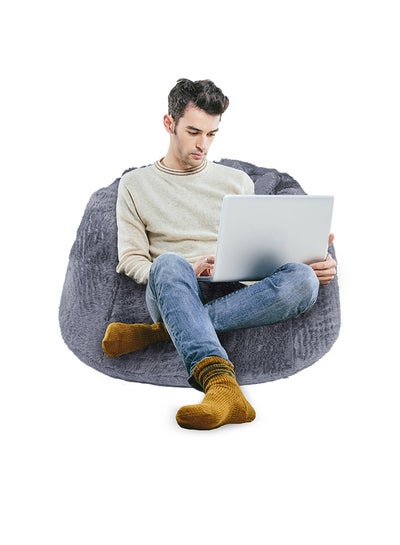 Buy Kempes | Fur Bean Bag Chair Grey Small in Saudi Arabia