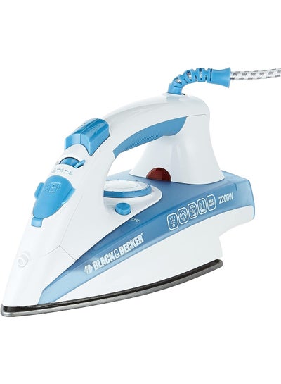 Buy Vertical Steam Iron With Non Stick Soleplate And Spray Function 220.0 ml 2200.0 W X2000-B5 Blue/White in UAE