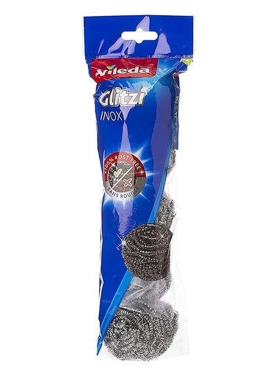 Buy 5Pieces Glitzi Inox Spiral Scourer Stainless Steel Anti-Burn Cleaning, Long-lasting Ergonomic Design Silver in UAE