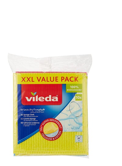 Buy Sponge Cloth XXL Value Pack 10 Pcs 100% Natural Materials, Super Absorbent, Durable, 5 Pcs Multicolor 18x20cm in UAE