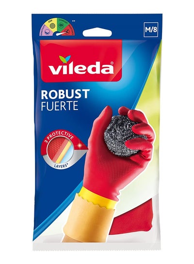 Buy Robust (Protection) Rubber Gloves M, Reusable, Comfort Plus Lining, Latex And Neoprene, Heavy-Duty, Medium Size, Red & Yellow (1 Pair Per Pack) Red/Yellow M in Saudi Arabia