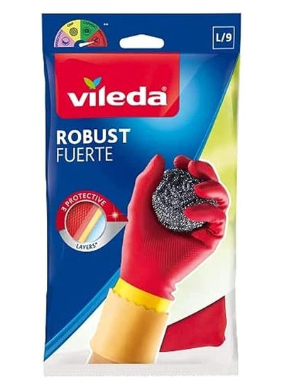 Buy Robust (Protection) Rubber Gloves L, Reusable, Comfort Plus Lining, Latex And Neoprene, Heavy-Duty, Large Size, Red & Yellow (1 Pair Per Pack) Red/Yellow Large in Saudi Arabia