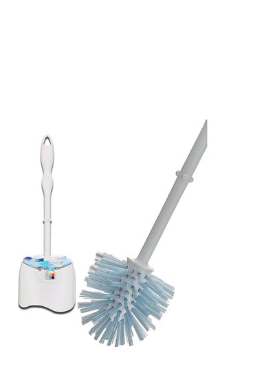 Buy Eco Cleaning Toilet Brush Set, Remove Stubborn Stains, Open Holder, Eco-Friendly - White/Blue Blue/White One Size in Saudi Arabia