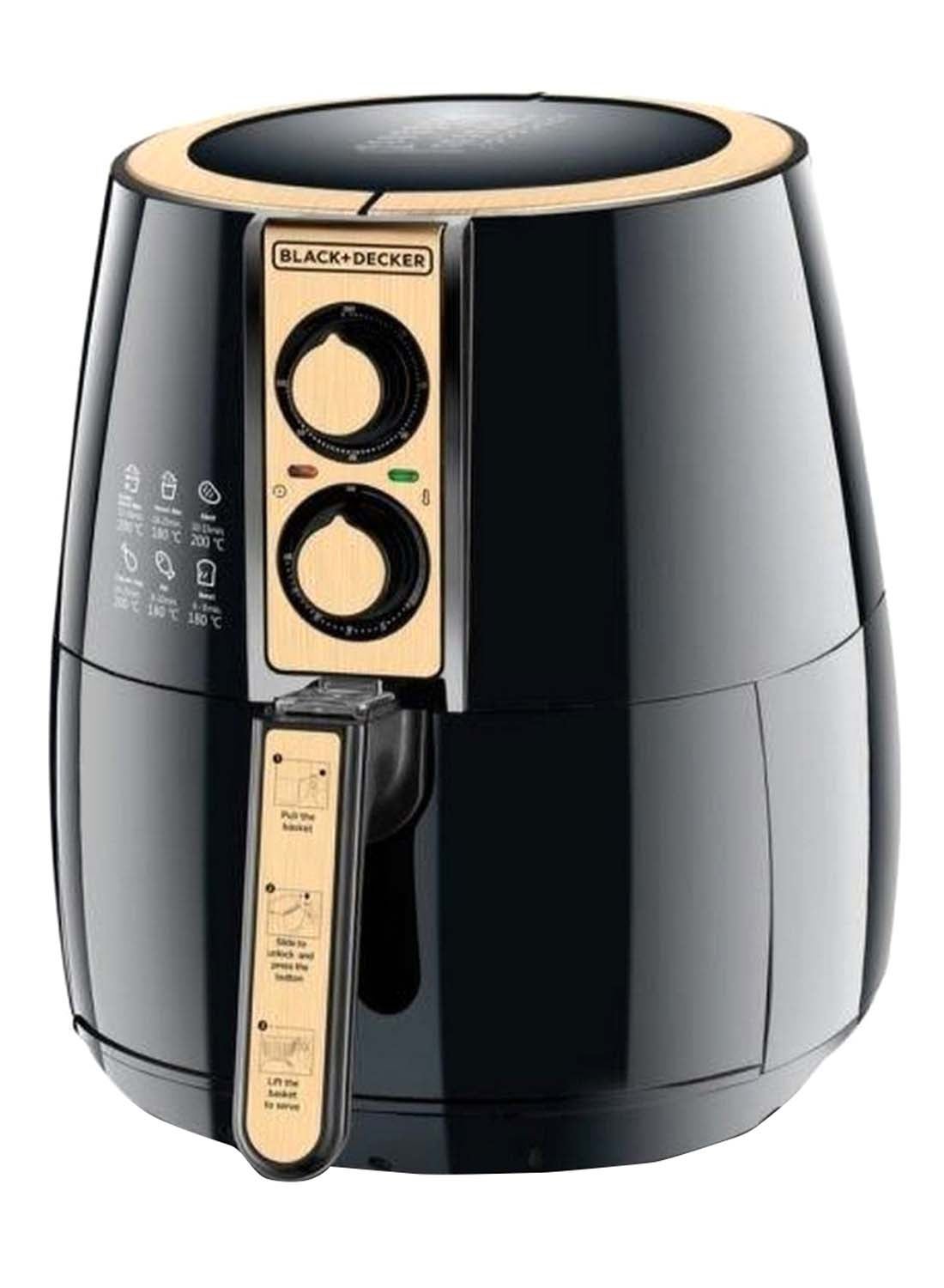 Black and Decker Air Fryer, 4 Liters, 1500 Watts, Black and Gold - Af300-B5  Without Warranty, Best price in Egypt