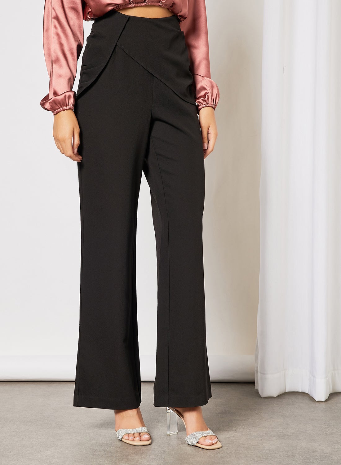 WAIST DETAIL PANTS - Black