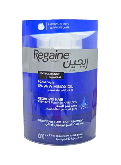 3-Piece Minoxidil Hair Regrowth Treatment Foam Set White 3x 73ml