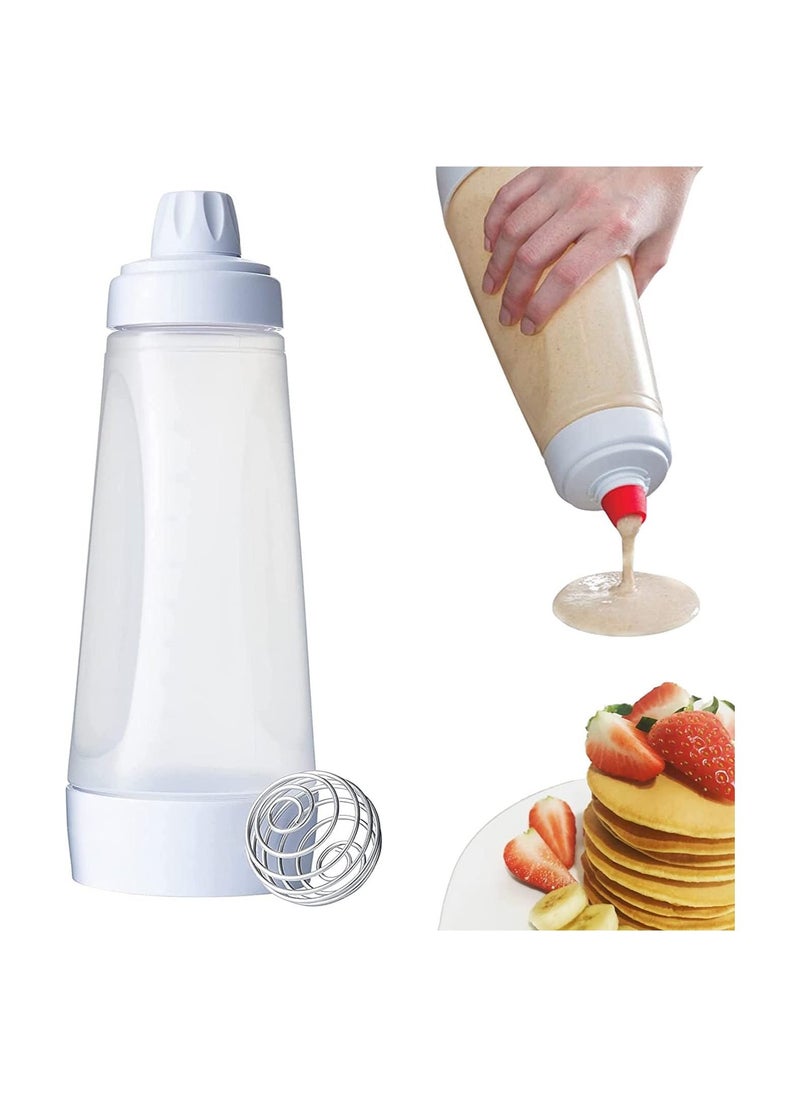 Shop Pancake Batter Hand Mixing Bottle Dispenser for Dough Cupcake Waffle  Pancakes with Mix Ball White 1000Ml online in Dubai, Abu Dhabi and all UAE