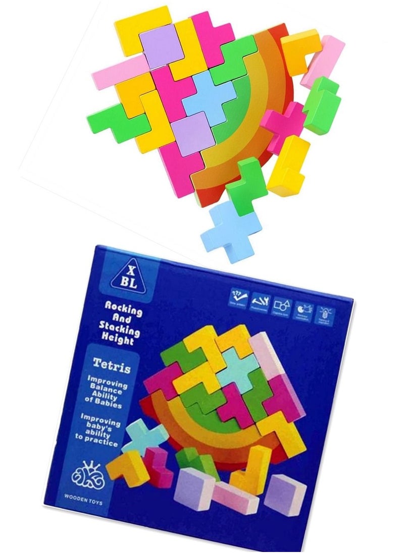 Shop Wooden Balance Toy for Kids Rocking and stacking Height Tetris Puzzle  online in Dubai, Abu Dhabi and all UAE