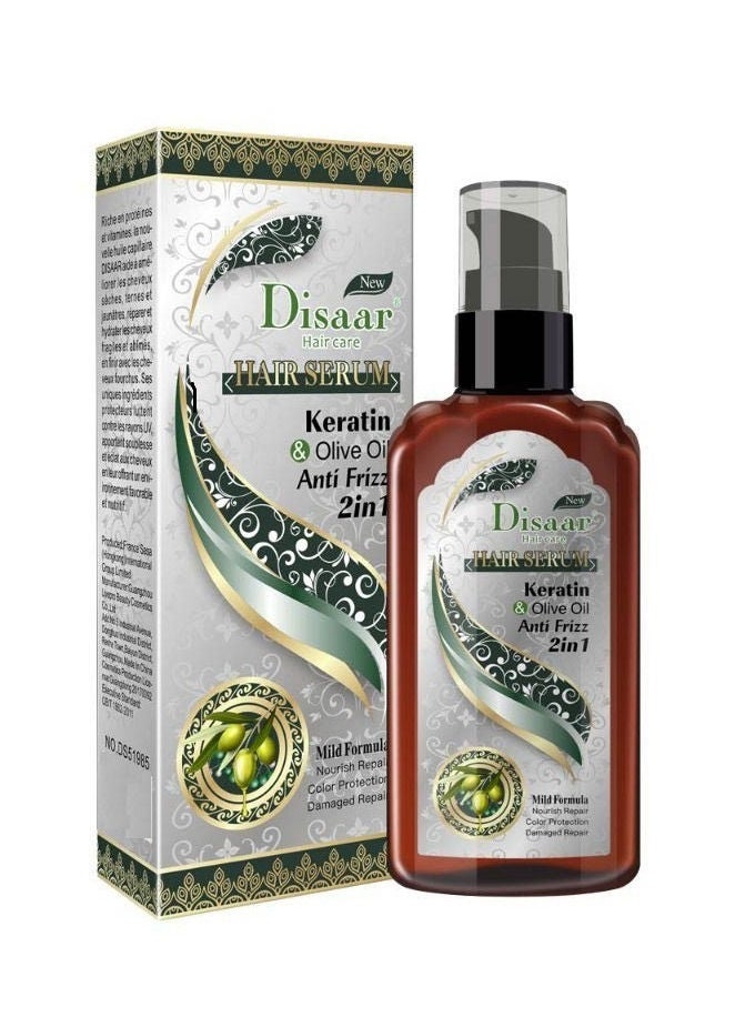 Shop Disaar Hair Serum 2 in 1 Keratin & Olive Oil Anti Frizz Mild Formula  online in Dubai, Abu Dhabi and all UAE