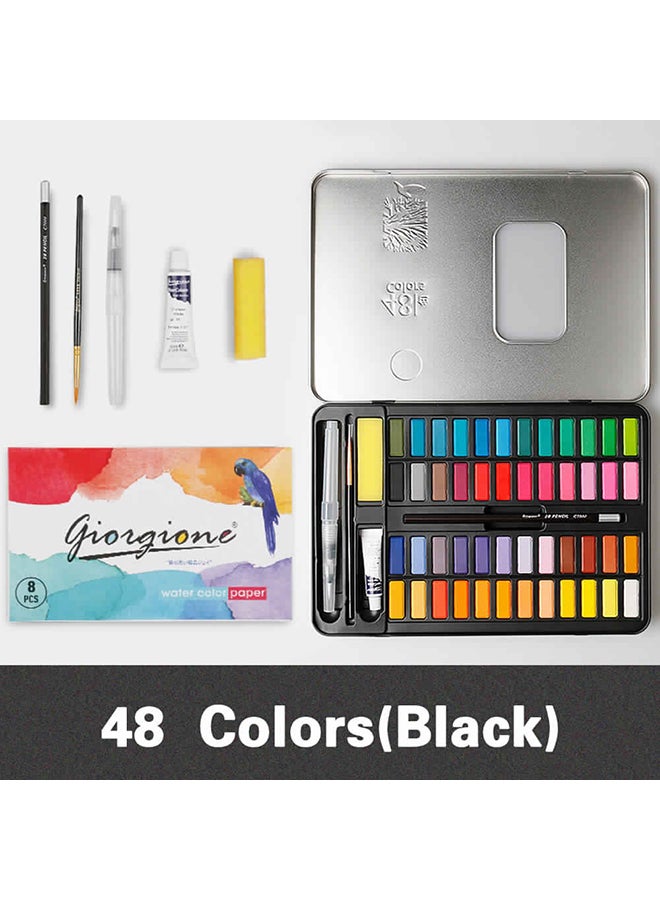 Shop 48 Colors Solid Watercolors Paints Set Pigment Drawing 