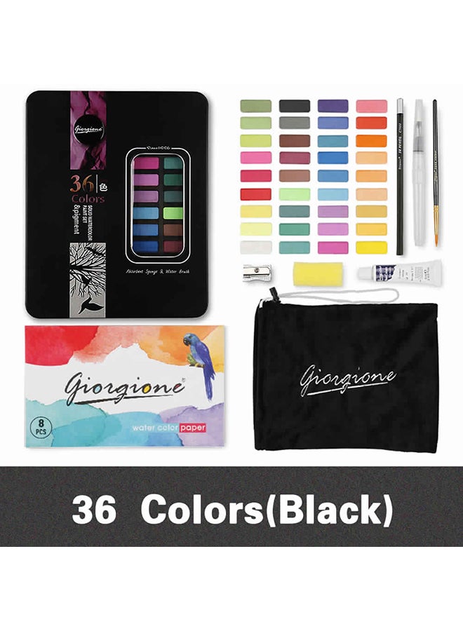 Shop 36 Colors Solid Watercolors Paints Set Pigment Drawing 